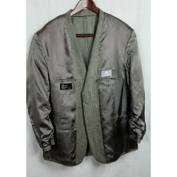 Stafford Men's Blazer 3 Button Black/Gray Sports Coat Size 46R Jacket Silk Wool - Picture 10 of 11